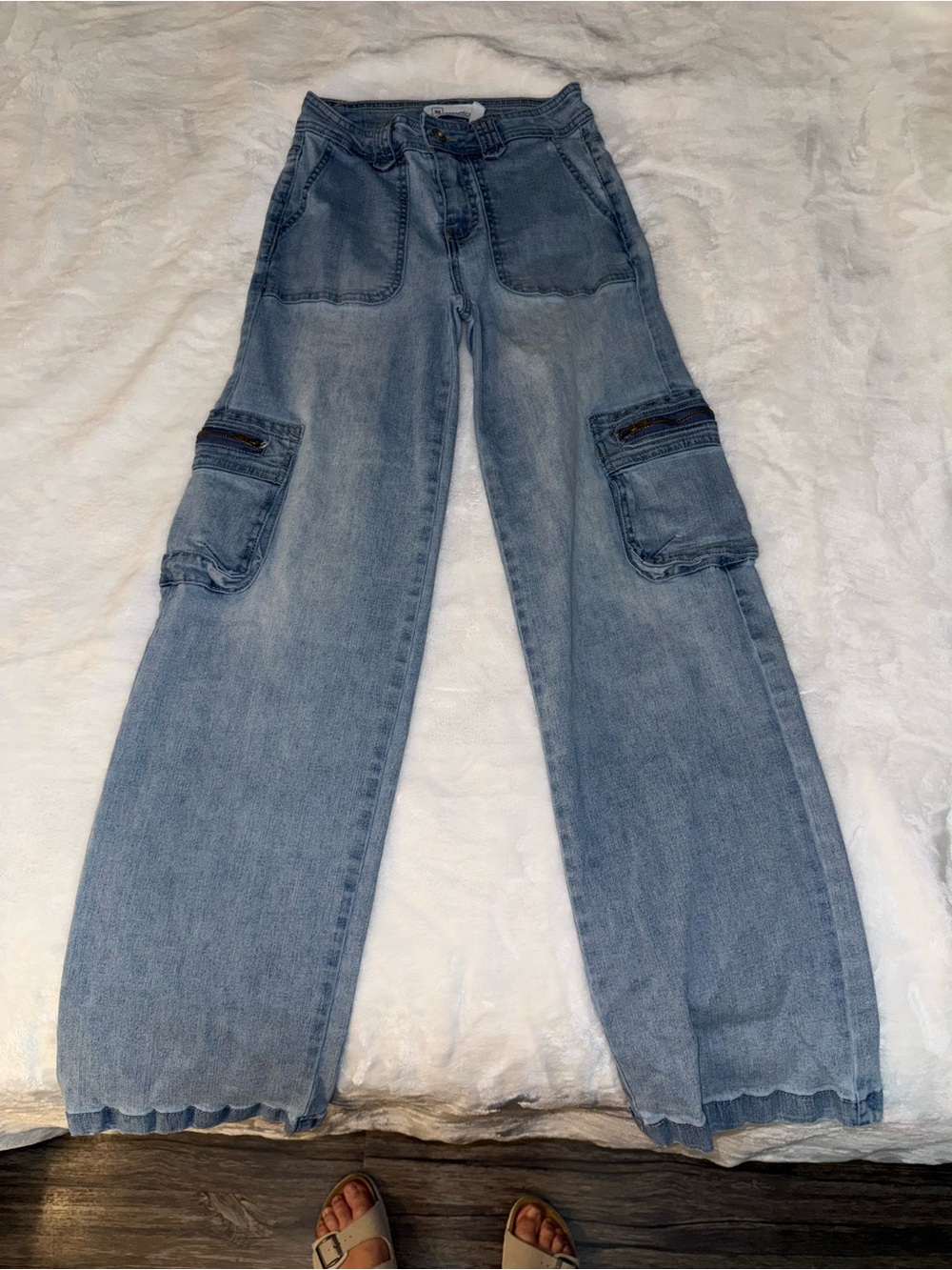 Celebrity Pink Light Blue Straight Leg Cargo Jeans